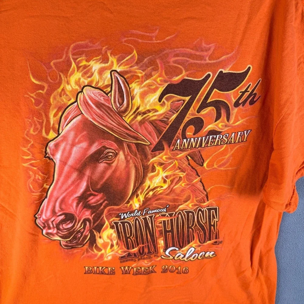 Y2K Iron Horse Saloon Mens T Shirt‎ Motorcycle 2016 Daytona 75th Ann XL